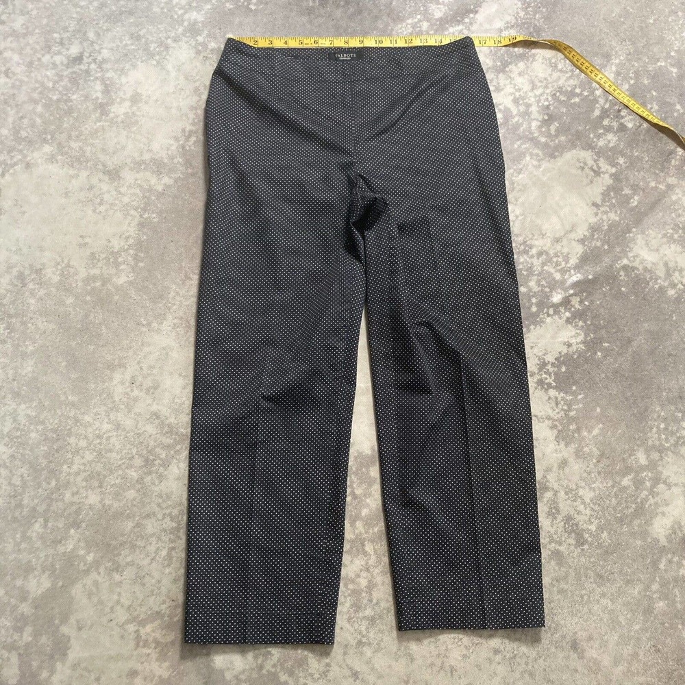 Talbots Classic Side Zip Polka Dot Crop Navy Blue Pant Size 8 Cotton Blend